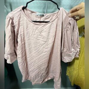 Chic Light Pink Puff Sleeve Blouse